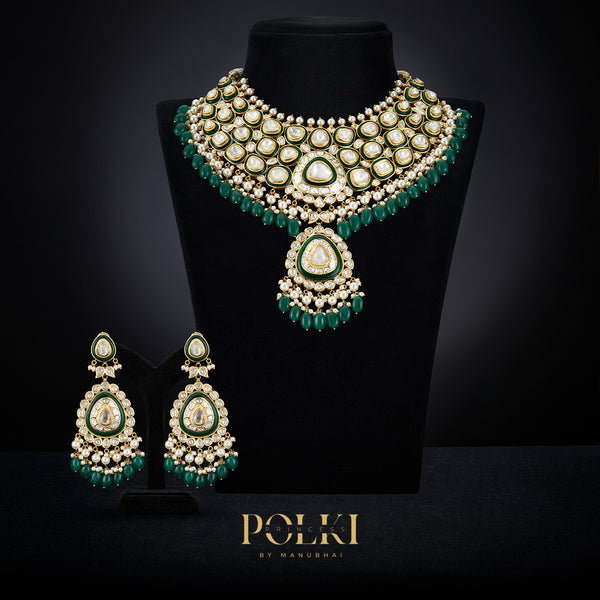 Polki Necklaces and Earrings fo Brides
